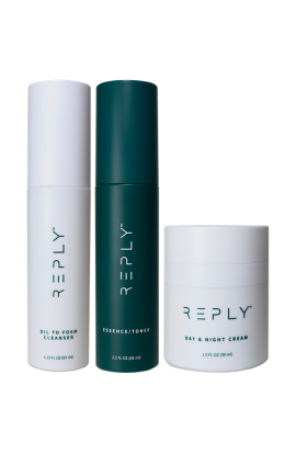 REPLY Skincare trio Kit (1 Oil to Foam Cleanser, 1 Essence/Toner, 1 Day & Night Cream)